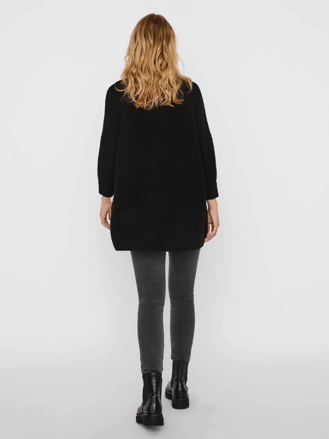 VEROCAM044 (1) VMLEANNA 3/4 V-NECK LONG BLOUSE GA BOO Negro/Black