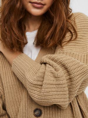 VMLEA LS V-NECK CARDIGAN NOOS Beige
