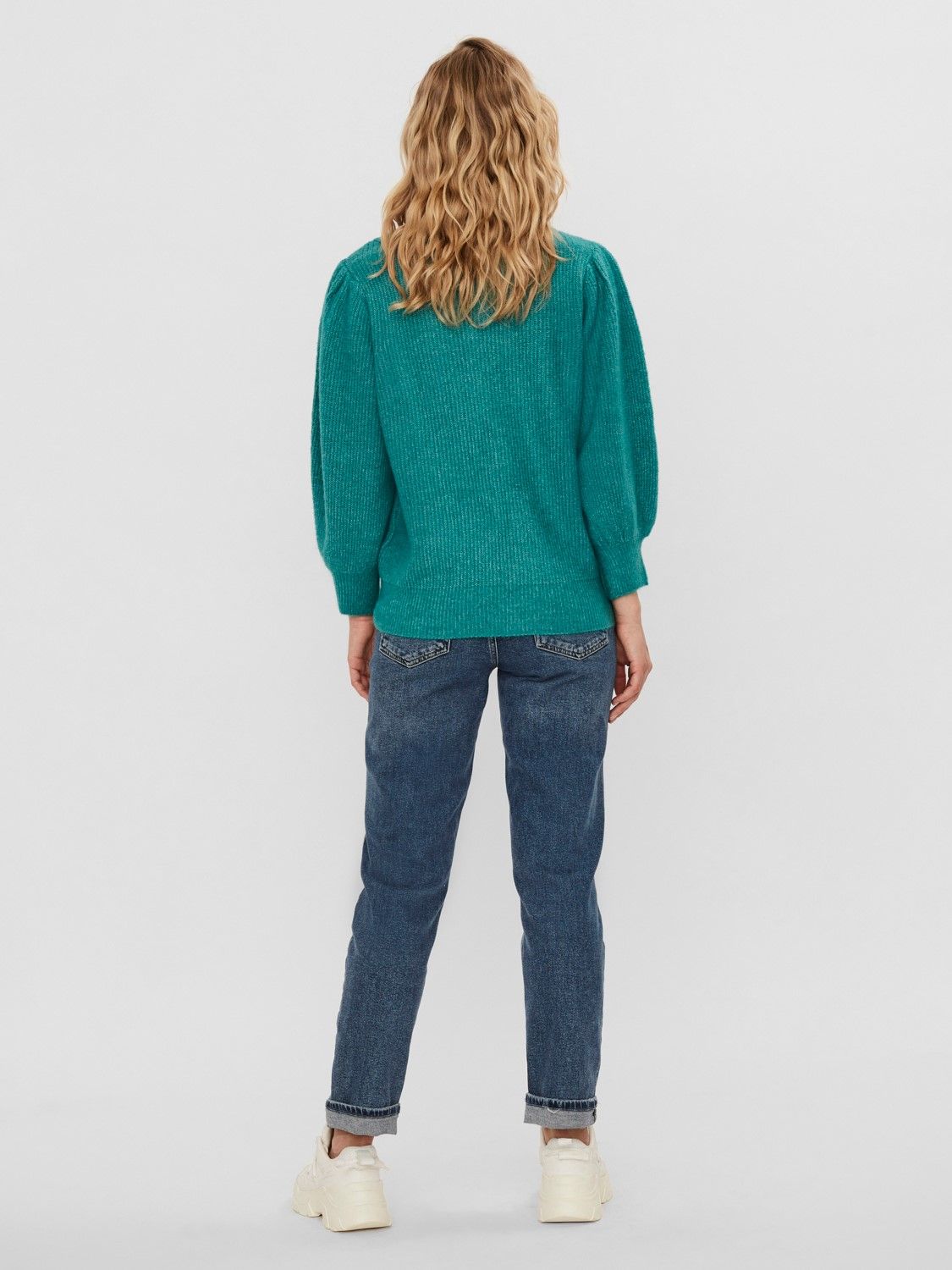 VEROCAM050 (2) VMELLA 3/4 RIB BLOUSE GA BOO Verde claro