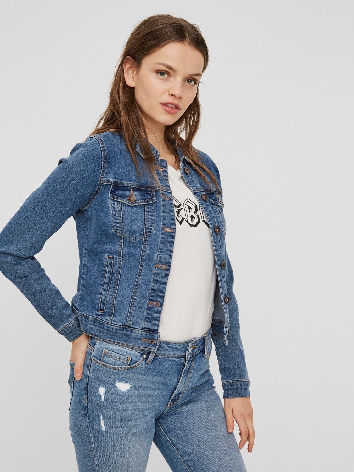 VEROCHAQ010 (4) VMHOT SOYA LS DENIM JACKET MIX GA NOOS Medium Blue Denim