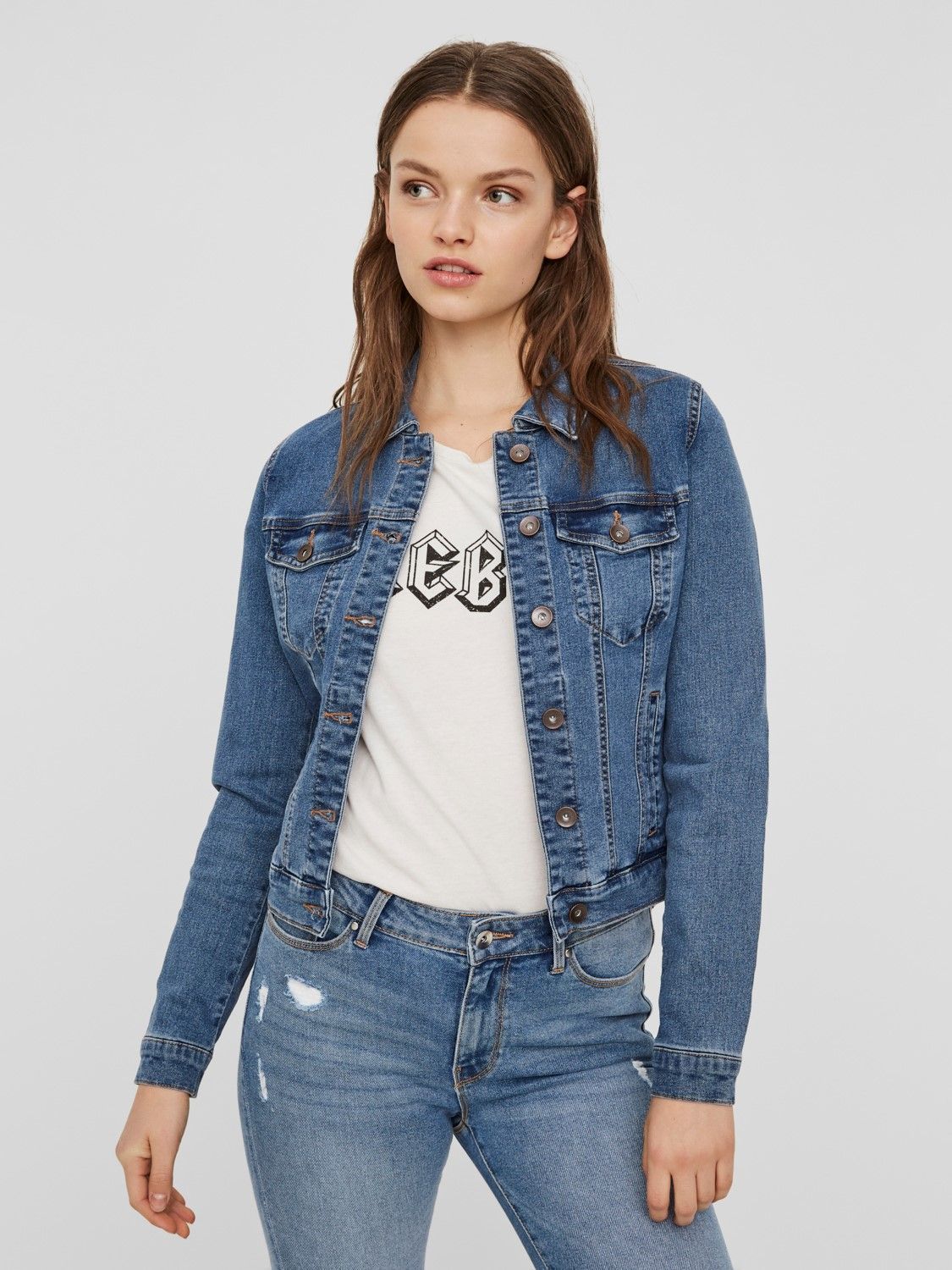 VEROCHAQ010 (6) VMHOT SOYA LS DENIM JACKET MIX GA NOOS Medium Blue Denim