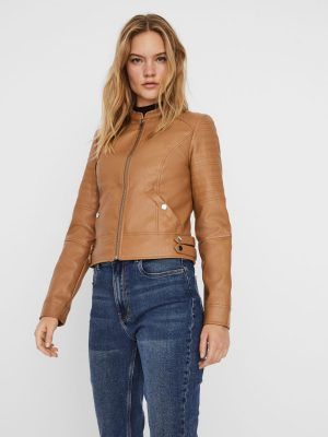 VMLOVE SHORT COATED JACKET Marrón Tobacco