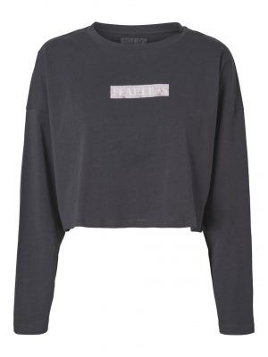 SEMI CROPPED LONG SLEEVED TOP Black