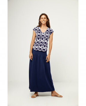 CAMISETA MANGA CORTA CUELLO PICO AZUL CELESTE