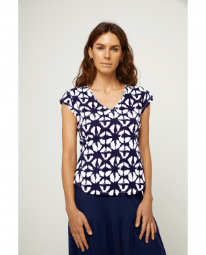 CAMISETA MANGA CORTA CUELLO PICO AZUL CELESTE