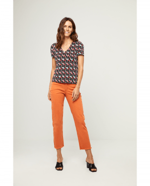 CAMISETA ESCOTE PICO MANGA CORTA ROJO