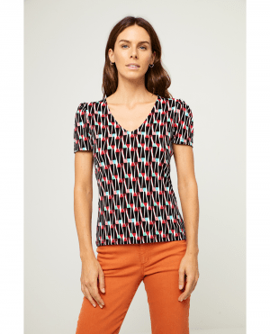 CAMISETA ESCOTE PICO MANGA CORTA ROJO