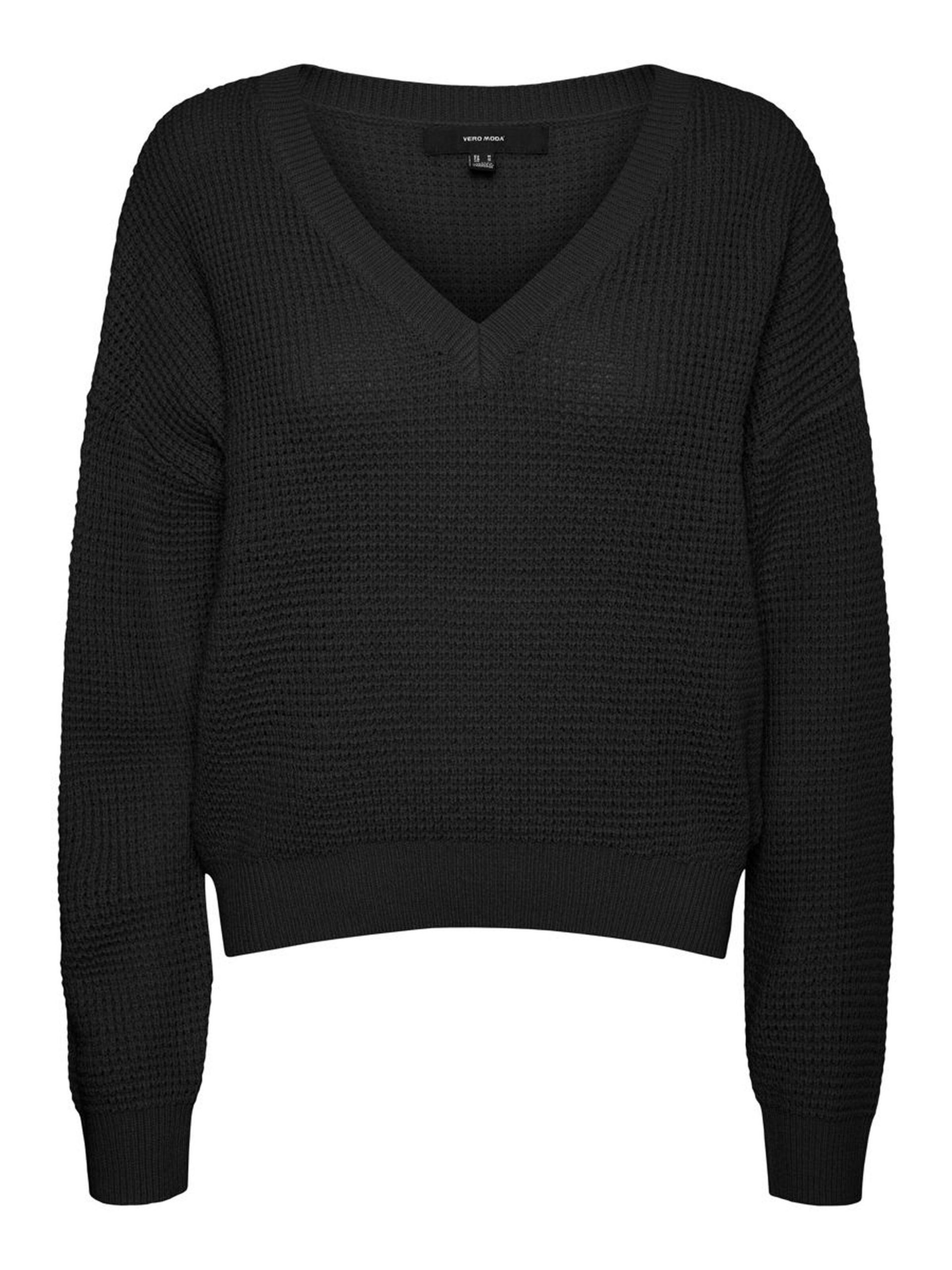 10249147_Black_001_ProductLarge V-NECK KNITTED PULLOVER