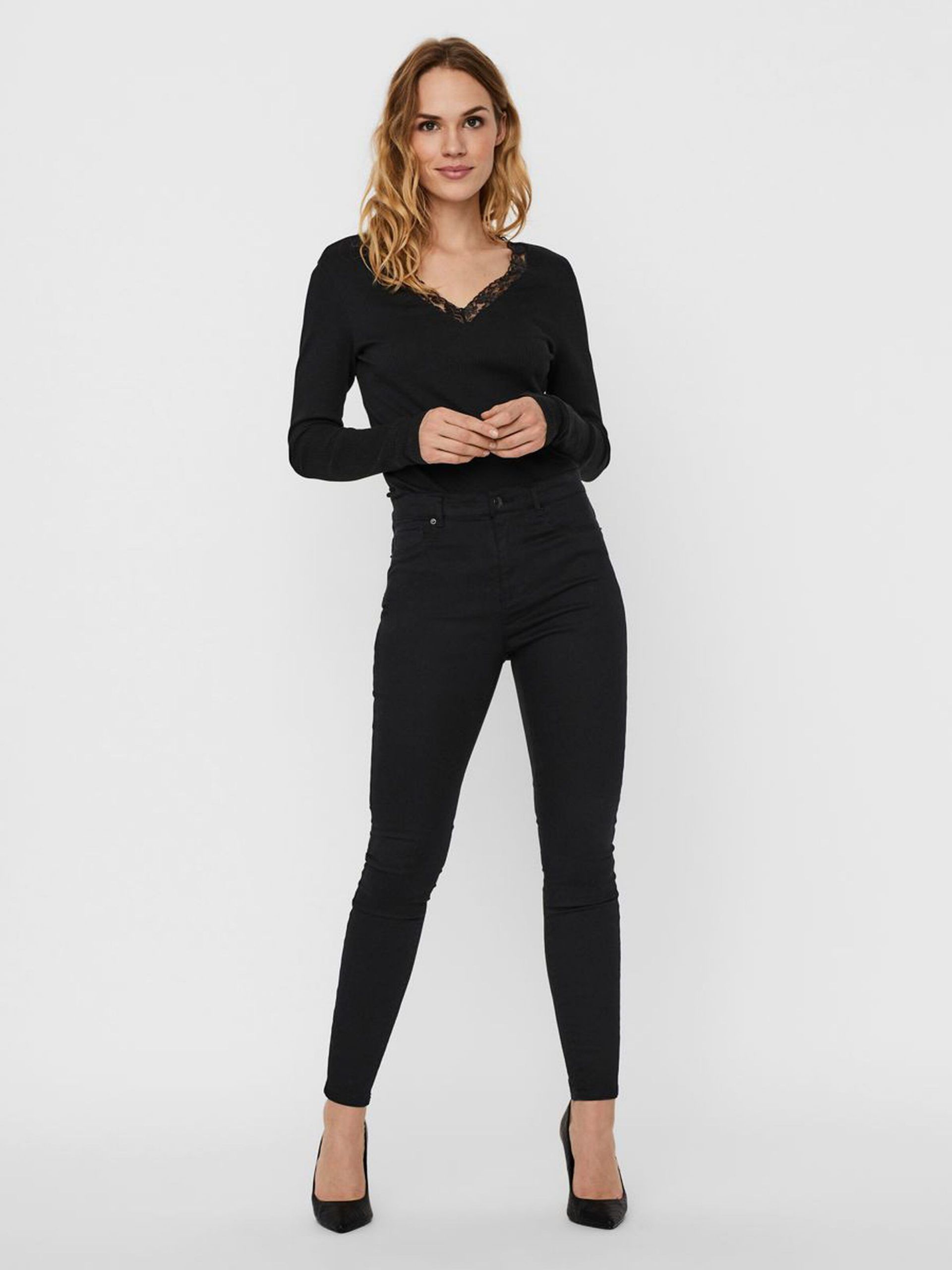 VMHOT SOPHIA HR SKINNY CLR PANTS Negro/Black VMHOT SOPHIA HR SKINNY CLR PANTS Negro/Black