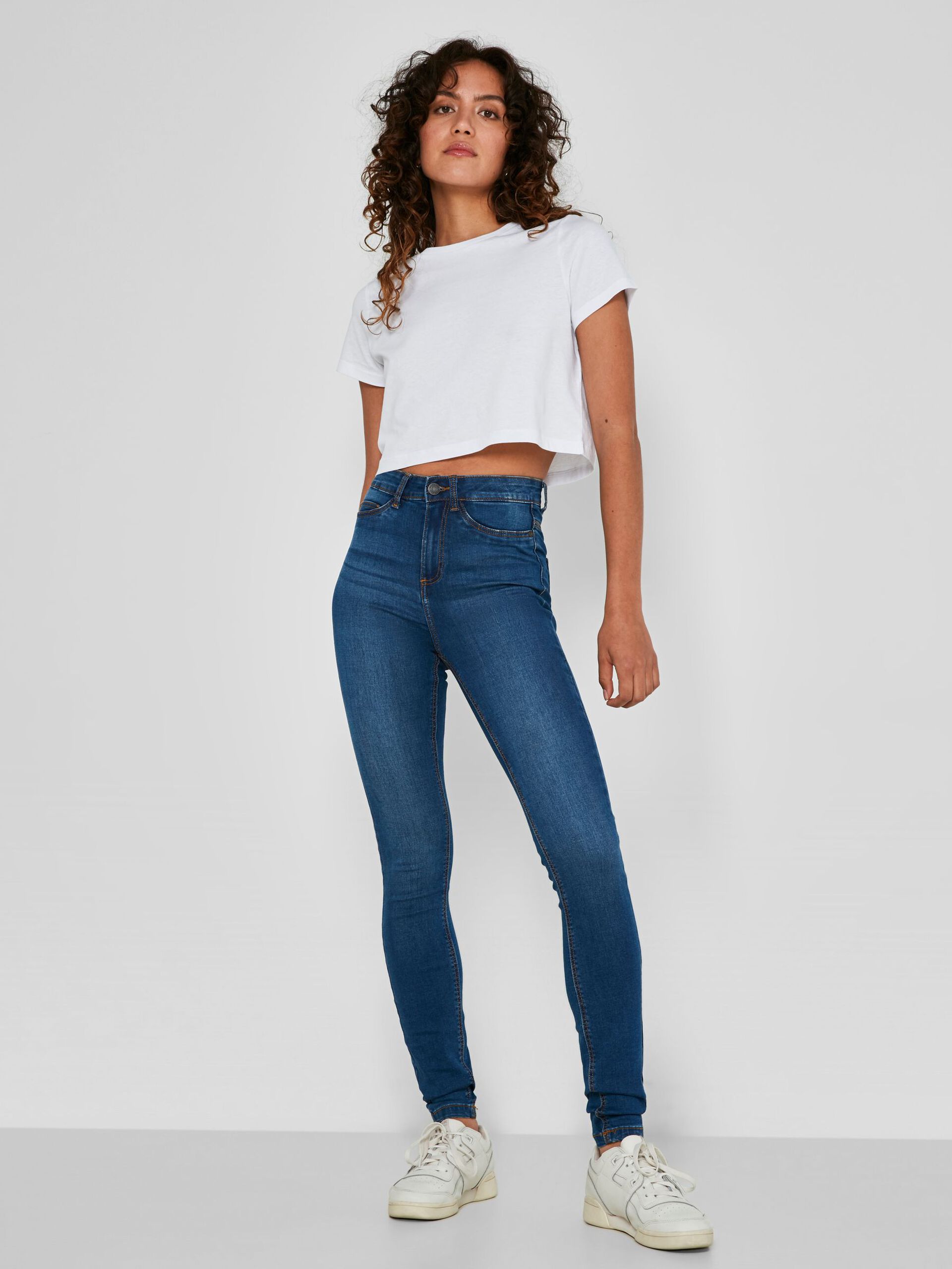 27007979_MediumBlueDenim_007 NMCALLIE HIGH WAIST SKINNY FIT JEANS