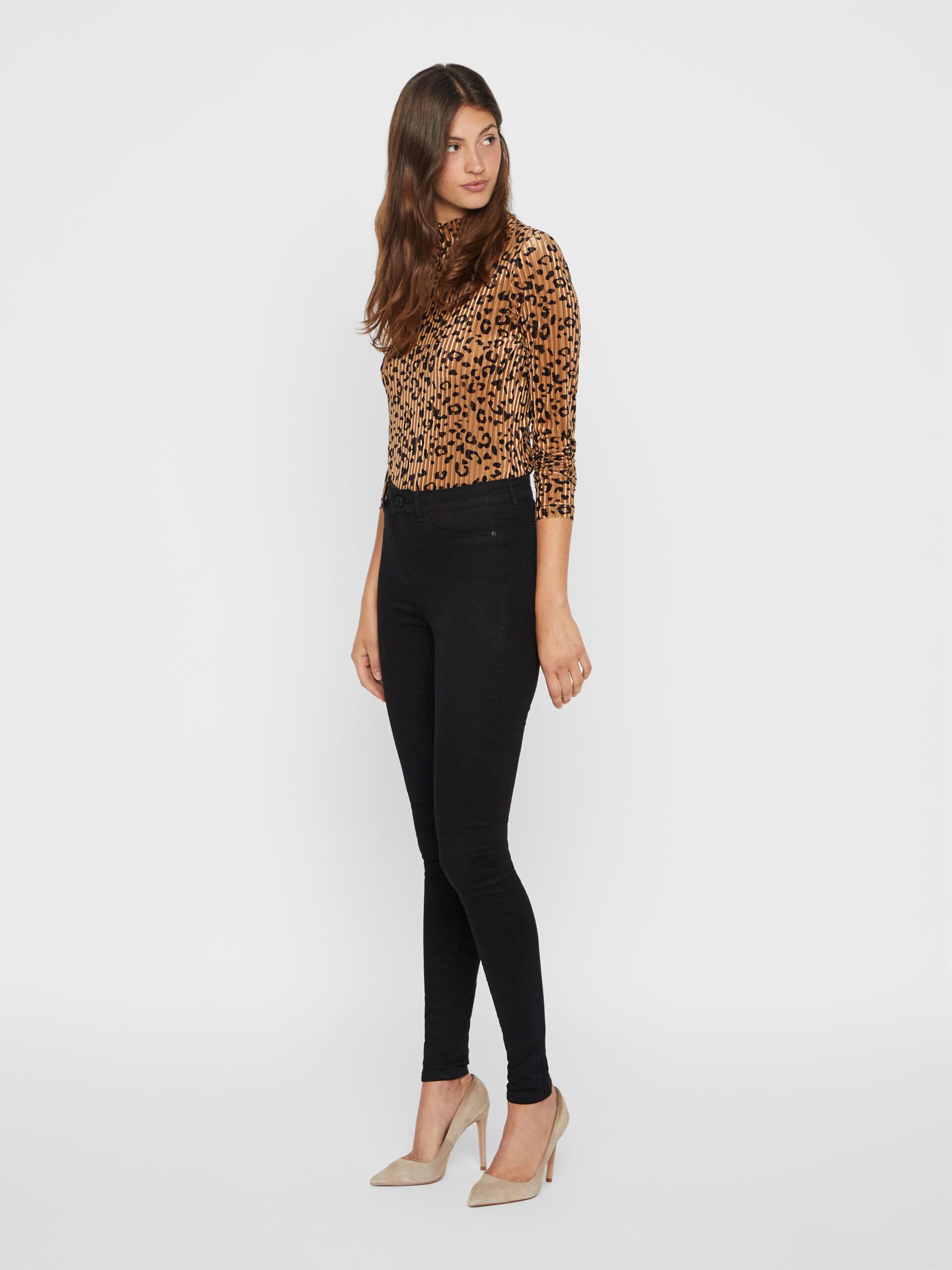 27007982_BlackDenim_005 NMCALLIE HIGH WAIST SKINNY FIT JEANS Black Denim