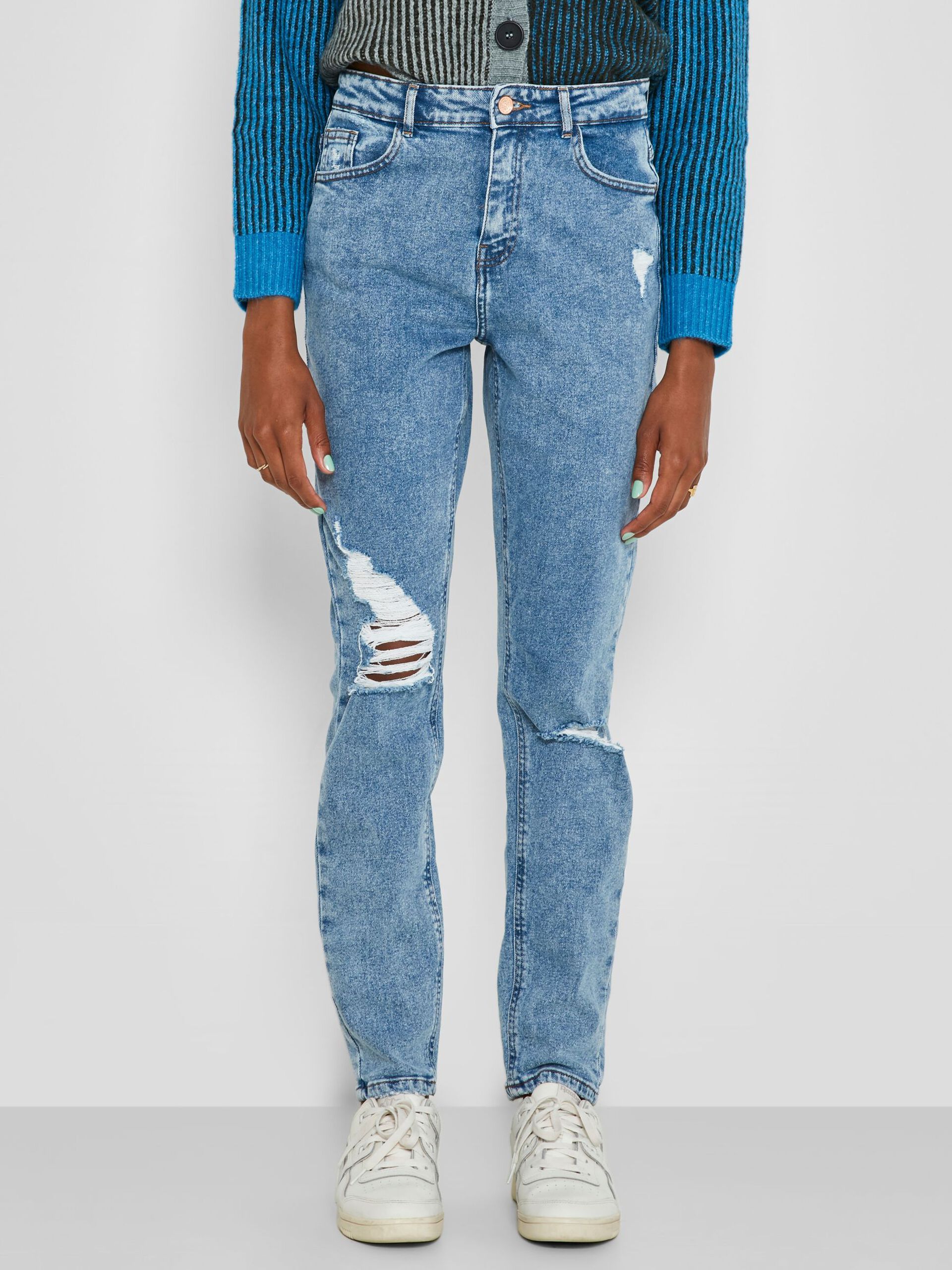 NMKATY HIGH WAISTED MOM JEANS Medium Blue Denim NMKATY HIGH WAISTED MOM JEANS Medium Blue Denim