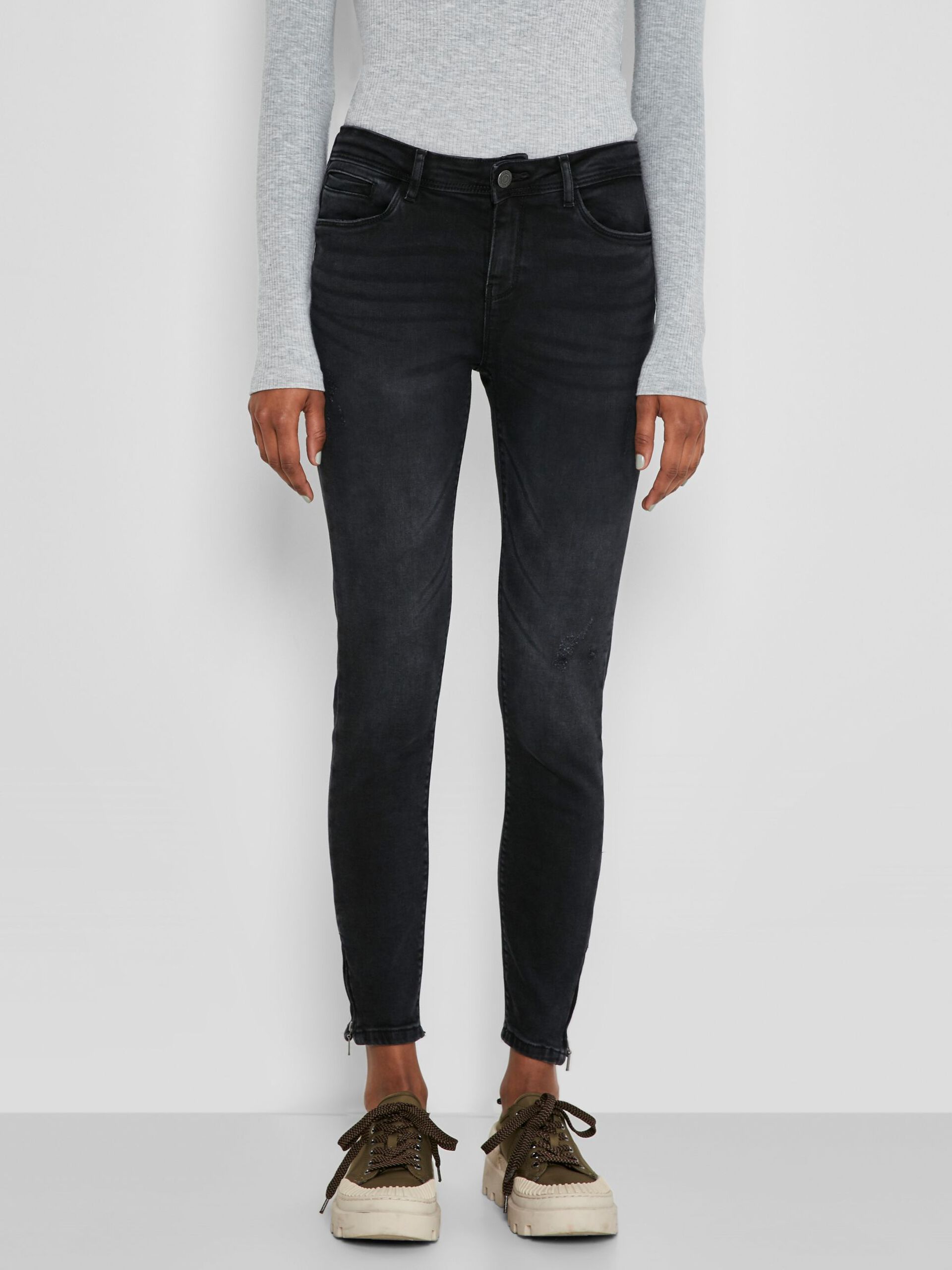 27018141_DarkGreyDenim_003 NMKIMMY CROPPED SKINNY FIT JEANS