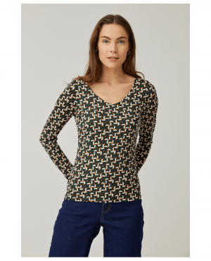 CAMISETA CUELLO VERDE