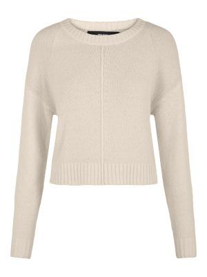 VMNEWNANDI LS O-NECK CROP BLOUSE GA Birch