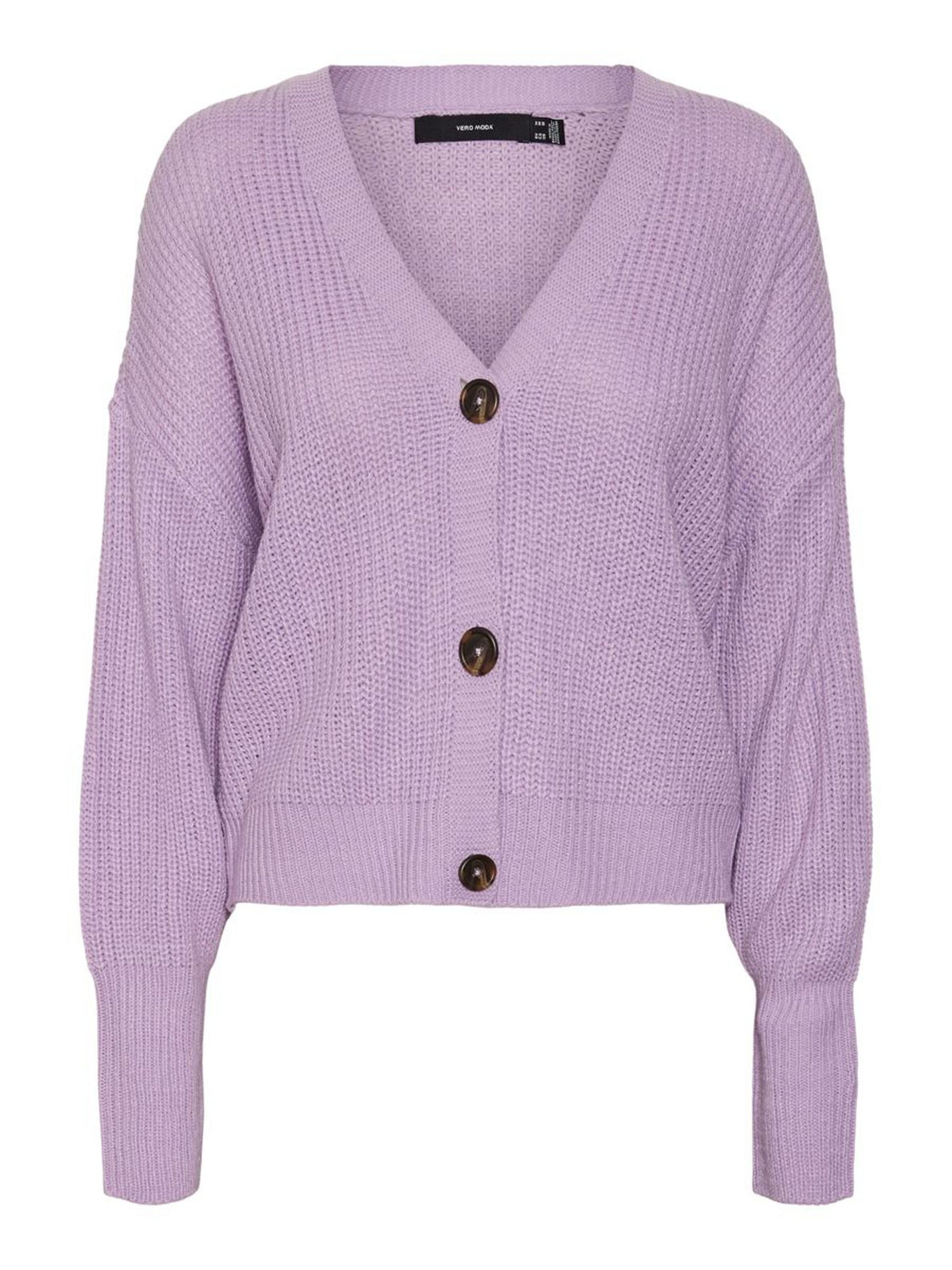 10249632_Lavendula_001_ProductLarge V-NECK KNITTED CARDIGAN Morado / Lavendula