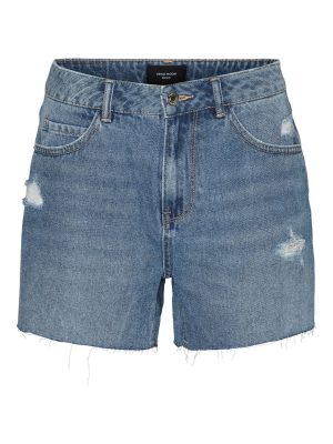 HIGH WAISTED RAW DENIM SHORTS