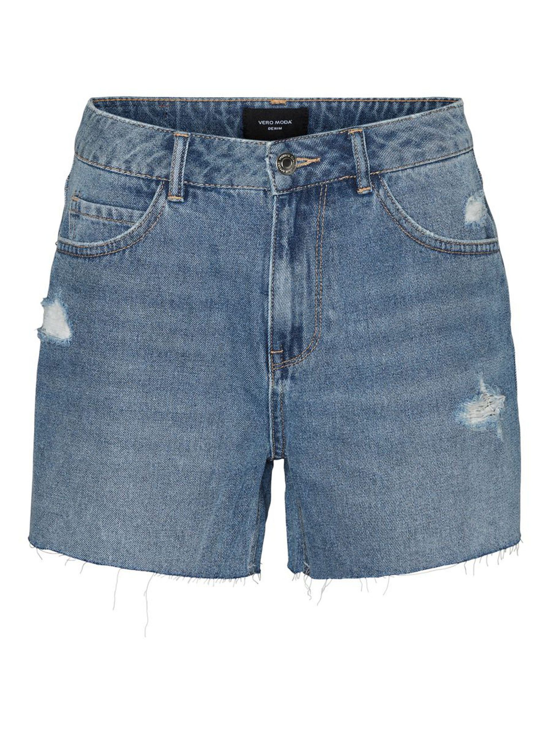 10265233_MediumBlueDenim_001_ProductLarge HIGH WAISTED RAW DENIM SHORTS
