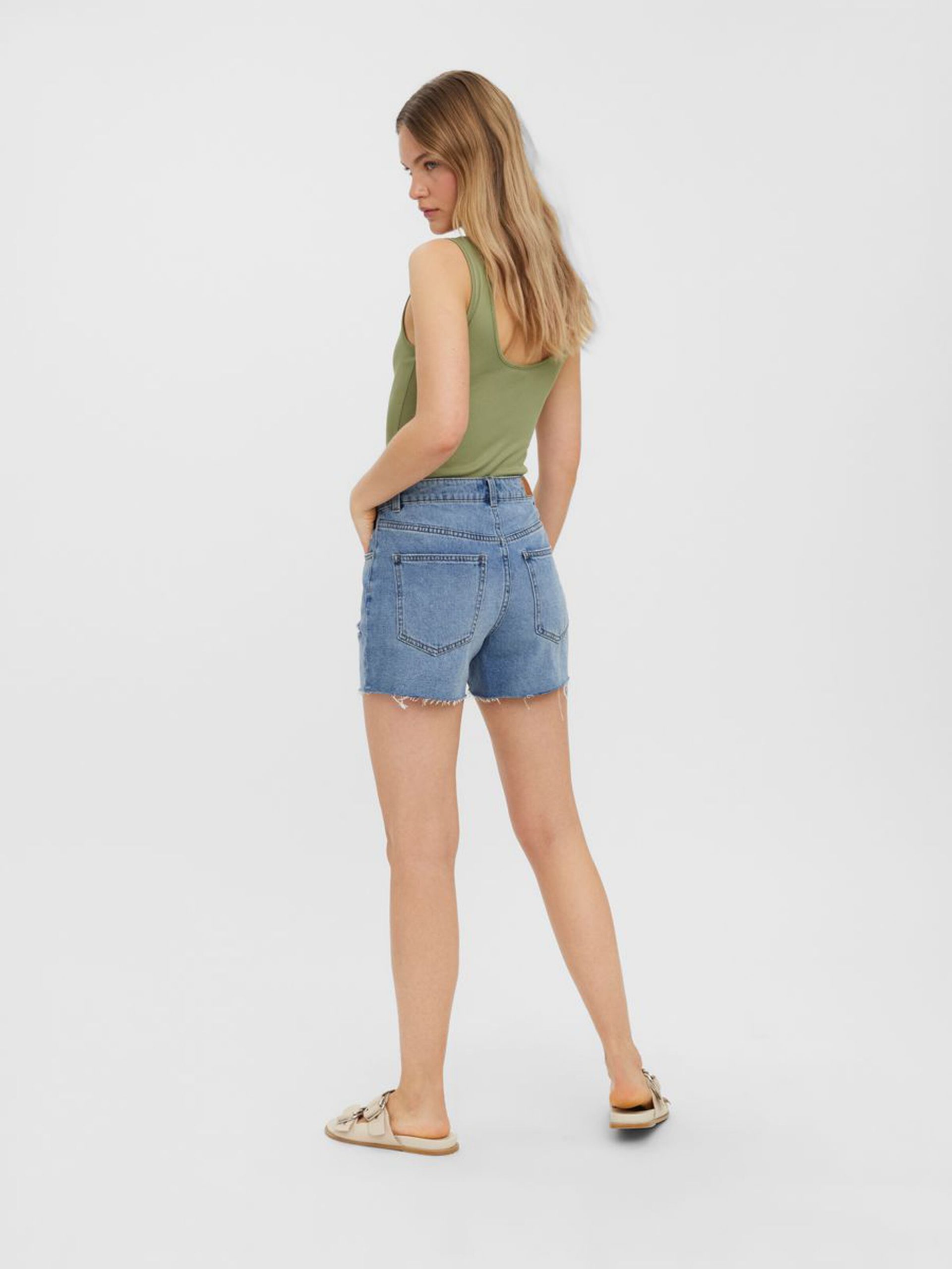 10265233_MediumBlueDenim_004_ProductLarge HIGH WAISTED RAW DENIM SHORTS