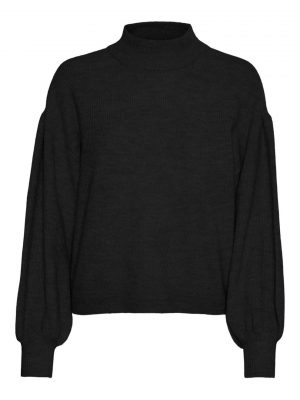 FUNNELNECK KNITTED PULLOVER Negro