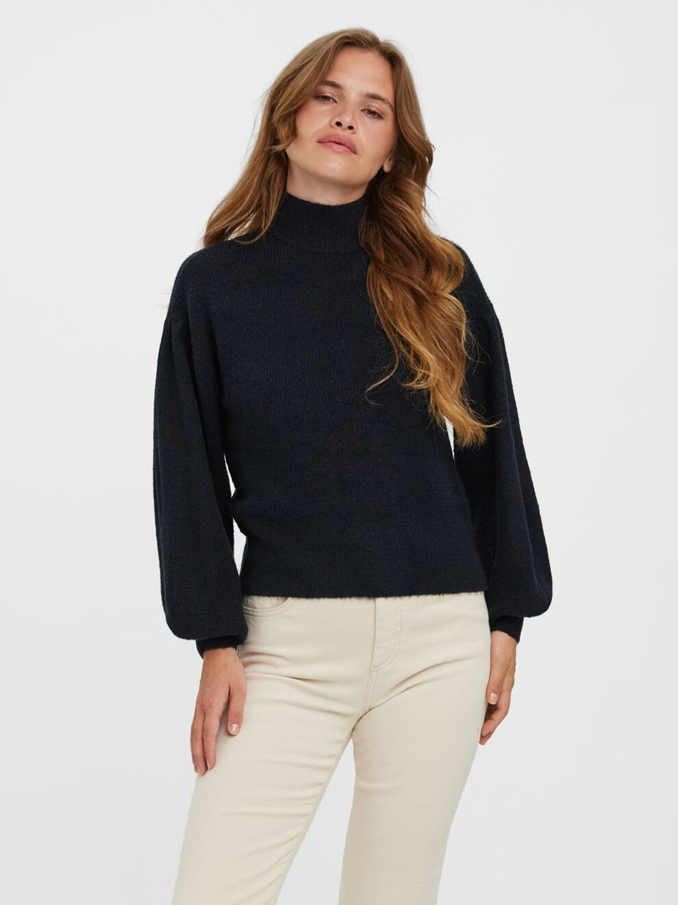 10268304_Black_003_ProductLarge FUNNELNECK KNITTED PULLOVER Negro