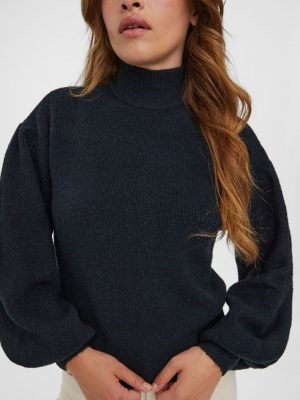 FUNNELNECK KNITTED PULLOVER Negro